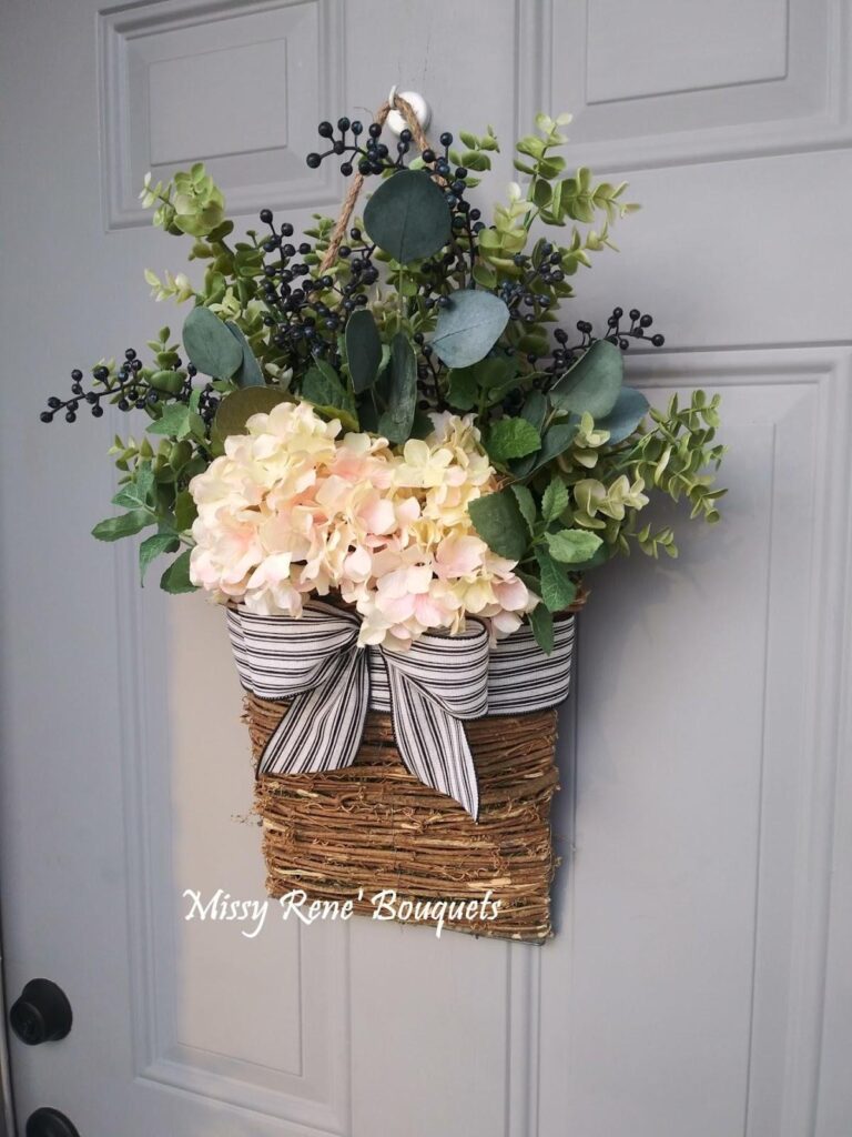 A hanging Floral Basket at the Door 